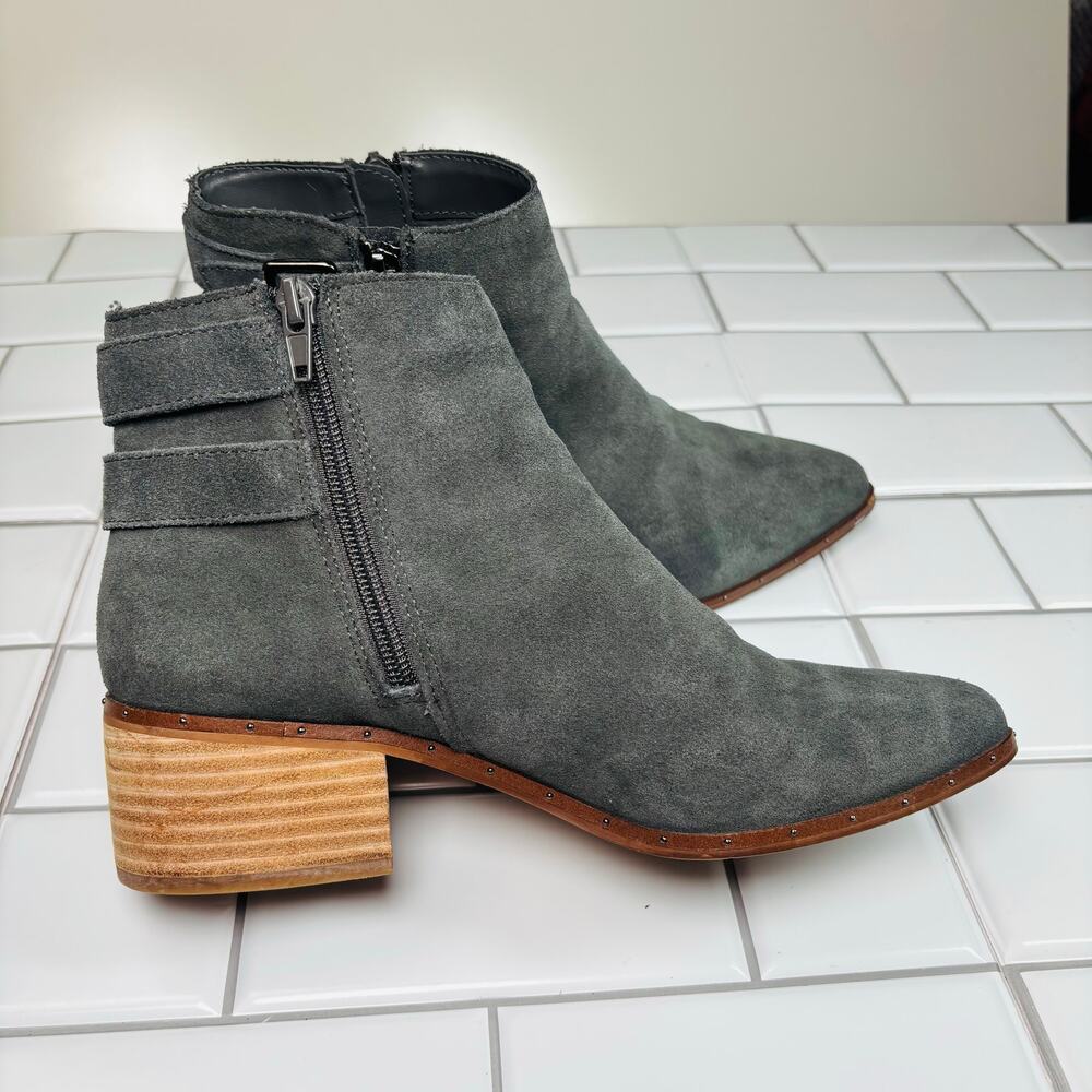 Bleecker & Bond Gray Georgia Suede Zip up‎ Ankle Heeled Boot - Picture 7 of 10